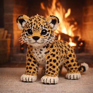 Leopardvirkmönster PDF – Amigurumi gepardunge plysch, DIY handgjord leksak, digital nedladdning