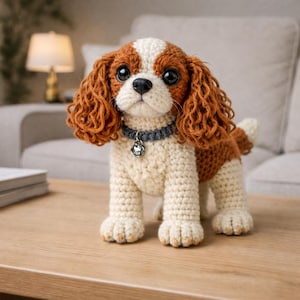 Virkmönster för Cavalier King Charles i PDF-format – Amigurumi Spaniel Hundplysch, DIY Handgjord Digital Nedladdning