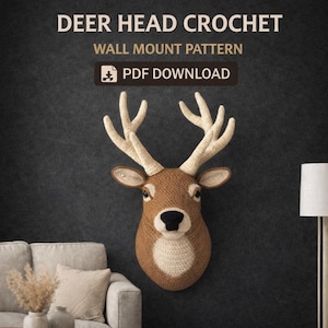 Amigurumi Hirschkopf Häkelanleitung - Wald-Wand-Dekor (PDF Download)
