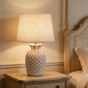 Lámpara de piña de cerámica recargable, cambio de color RGB, control remoto, estilo bohemio