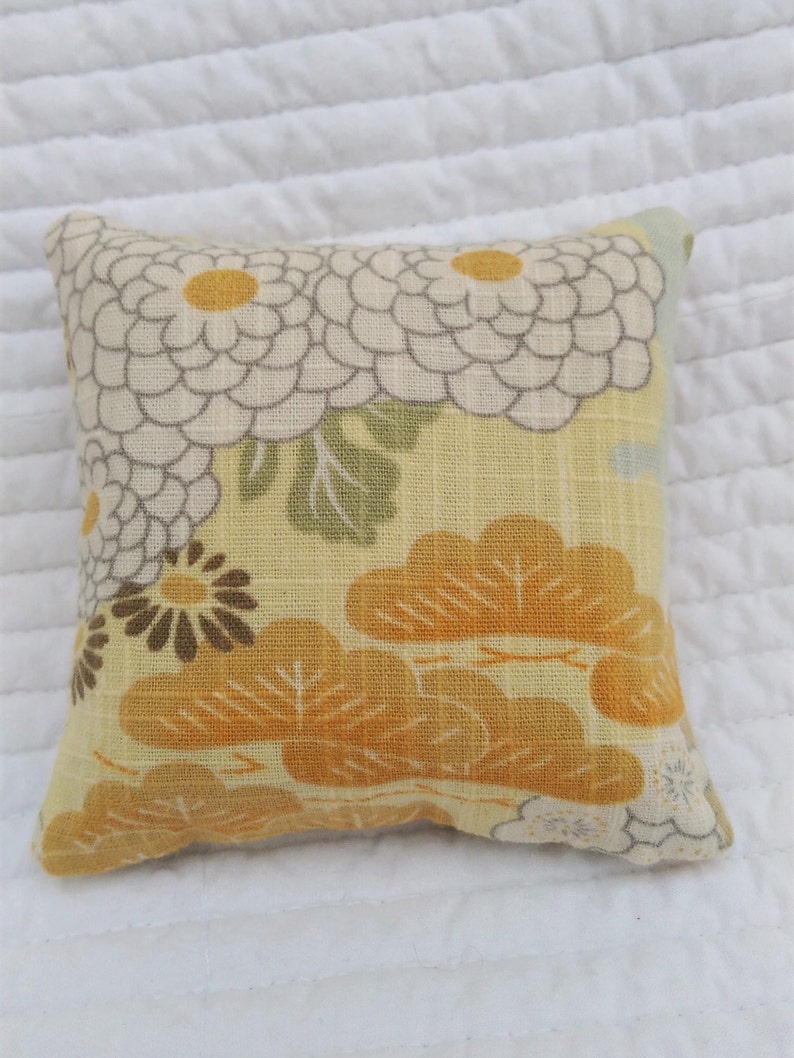 Mustard yellow lavender sachets teacher gift scented sachet zero waste gift Japanese gift 3.5 Upcycled kimono