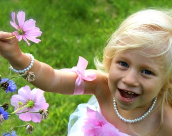 Pearl Set Bracelet & Necklace For Little Girls Flower Girl Gift