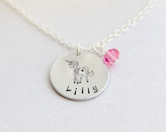 Eenhoorn ketting gepersonaliseerde naam meisjes cadeau