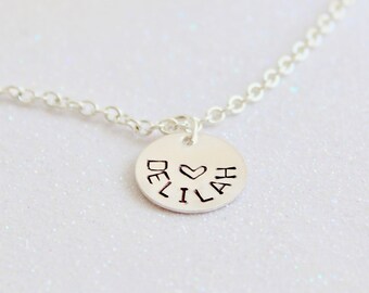 Girls Sterling Silver Personalized Necklace, Little Girls Jewelry Gift, Birthday, Flower Girl Gift, Present for Child