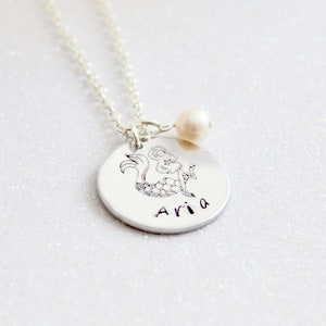 Girls Personalized Name Necklace, MERMAID, Real Pearl, Little Girl Custom Stamped Jewelry Gift Birthday, Children's Jewelry, Girls Jewelry