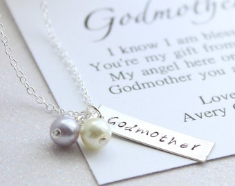 Sterling Silver Godmother Necklace Gift Personalized Keepsake