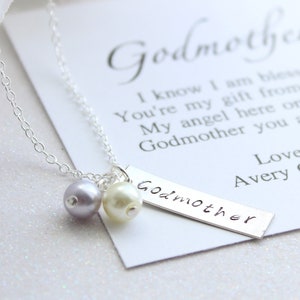 Sterling Silver Godmother Necklace Gift Personalized Keepsake