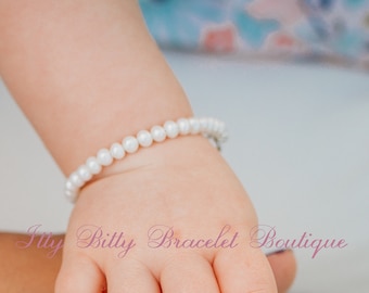Tiny Real Pearl Bracelet - Girls Keepsake Jewelry for Baby, Toddler, Child