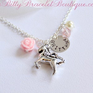 Unicorn Charm Necklace for Girls, Sterling Silver Personalized Name, Believe in Unicorns, Unicorn Jewelry, Girls Necklace, Stamped Jewelry