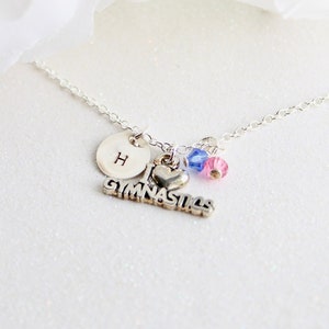 Ik hou van gymnastiek ketting - gepersonaliseerde Sterling zilveren eerste charme - meisjes gymnast ketting