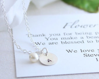 Sterling Silver Initial Real Pearl Personalized Necklace