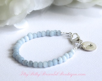 Blue BABY BOY Sterling Silver Keepsake Bracelet, Initial Baby Bracelet, New Baby, Personalized Gift, Birthday, Baptism