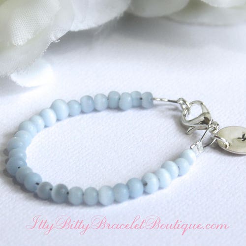 Personalized BABY BOY Bracelet Sterling Silver Initial Blue Etsy