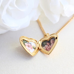 Picture Locket Gold Heart Necklace, Heirloom Keepsake Gift