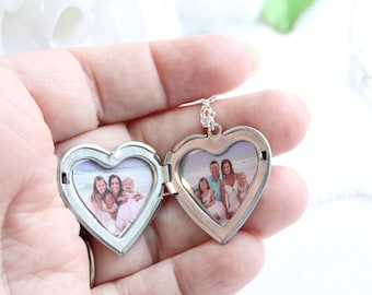 Heart Locket Necklace with Pictures- Keepsake Heirloom