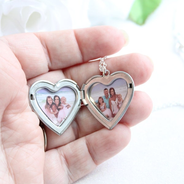 Heart Locket Necklace with Pictures- Keepsake Heirloom