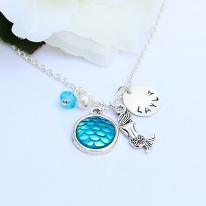Mermaid Charm Necklace for Girls, Sterling Silver Real Pearl, Personalized, Be a Mermaid Jewelry Girls Necklace Hand Stamped Name Jewelry