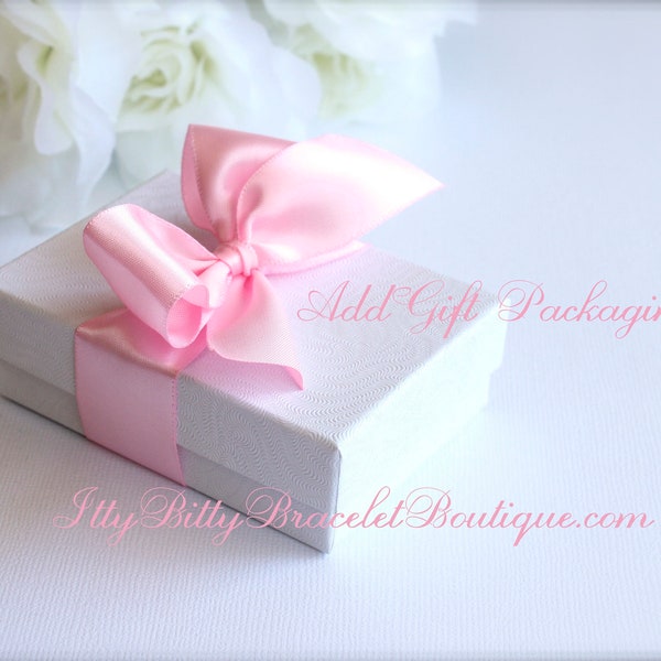 Gift Packaging/ Gift Wrap, Add on for Jewelry, White Jewelry Box with Pink satin Bow-