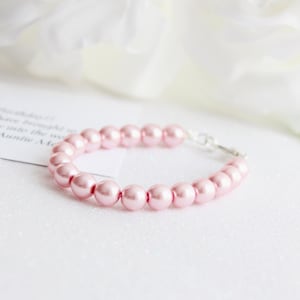 First Birthday Gift, Pink Pearl Bracelet Keepsake, 1st Pearls, Birthday Girl, Baby Bracelet