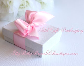 Gift Packaging/ Gift Wrap, Add on for Jewelry, White Jewelry Box with Pink satin Bow-