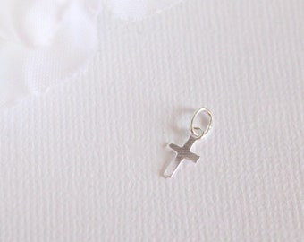 Sterling Silver Cross Charm, Add On, 5 x 7mm Add on to Jewelry, Bracelet, Necklace, Add a Charm