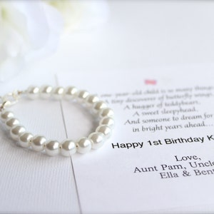 First Birthday Gift, Pearl Bracelet Keepsake, 1st Pearls, Birthday Girl, Baby Bracelet, Grandchild Gift