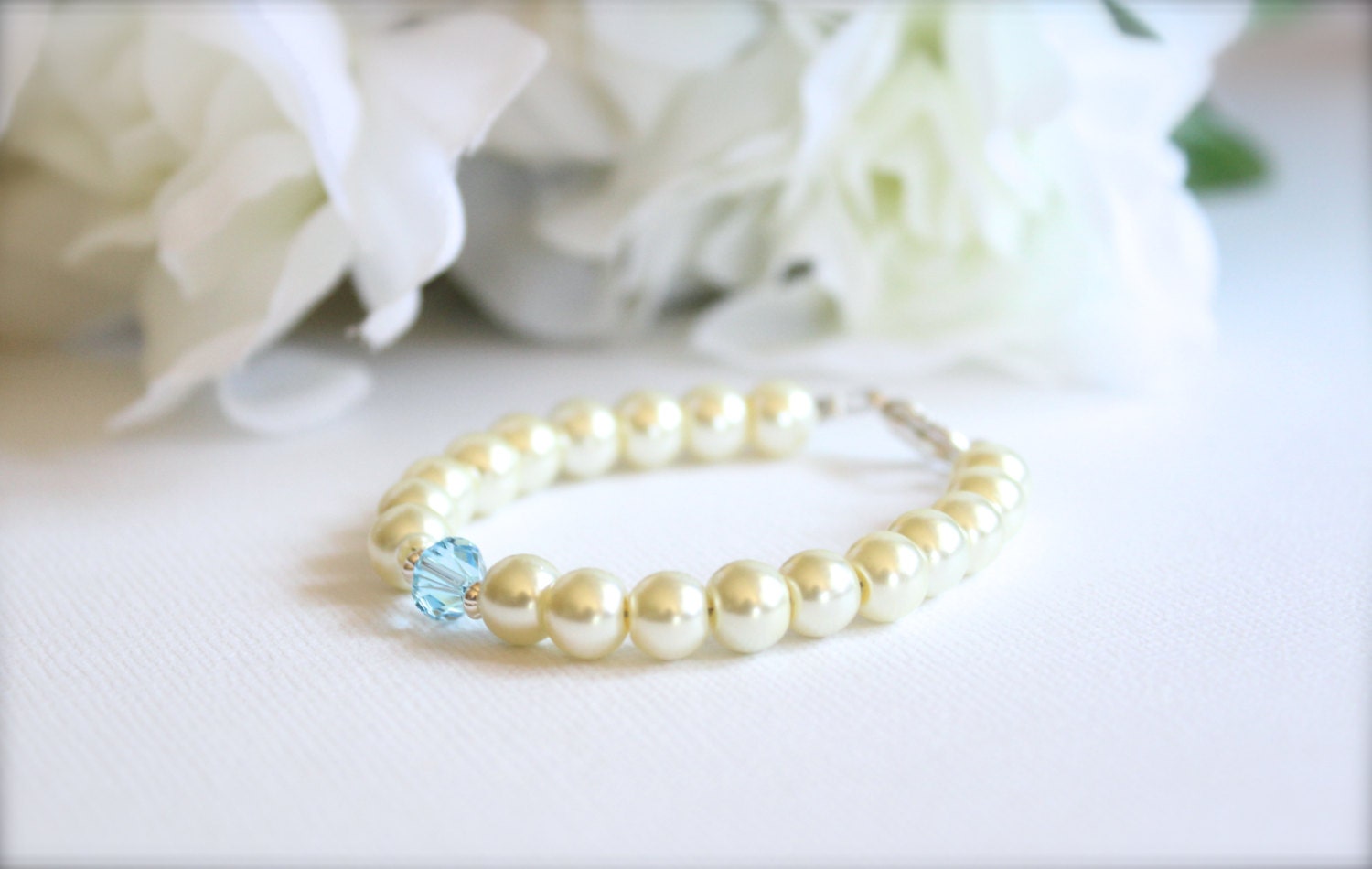 Baby Girl Pearl Bracelet Birthstone Baby Shower Gift New Etsy