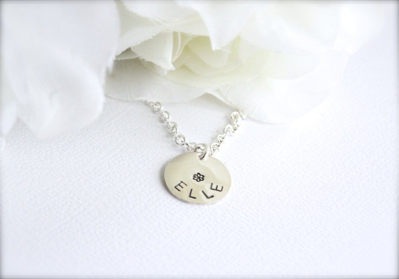 Girls Sterling Silver Personalized Necklace, Little Girls Jewelry Gift, Birthday, Flower Girl Gift, Present for Child image 2