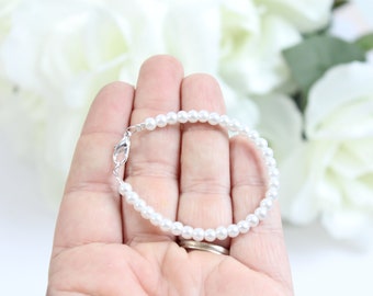 Pulsera de perlas pequeñas para bebé o niña, pulsera de recuerdo
