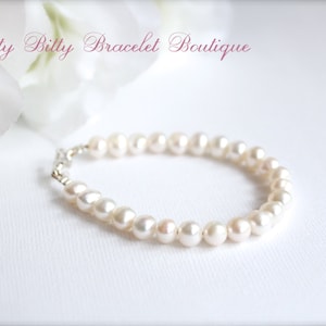 Real Pearls Girls Keepsake Bracelet Freshwater Pearls Flower Gift, 1st Pearls, Birthday, Baptism, Communion, Wedding