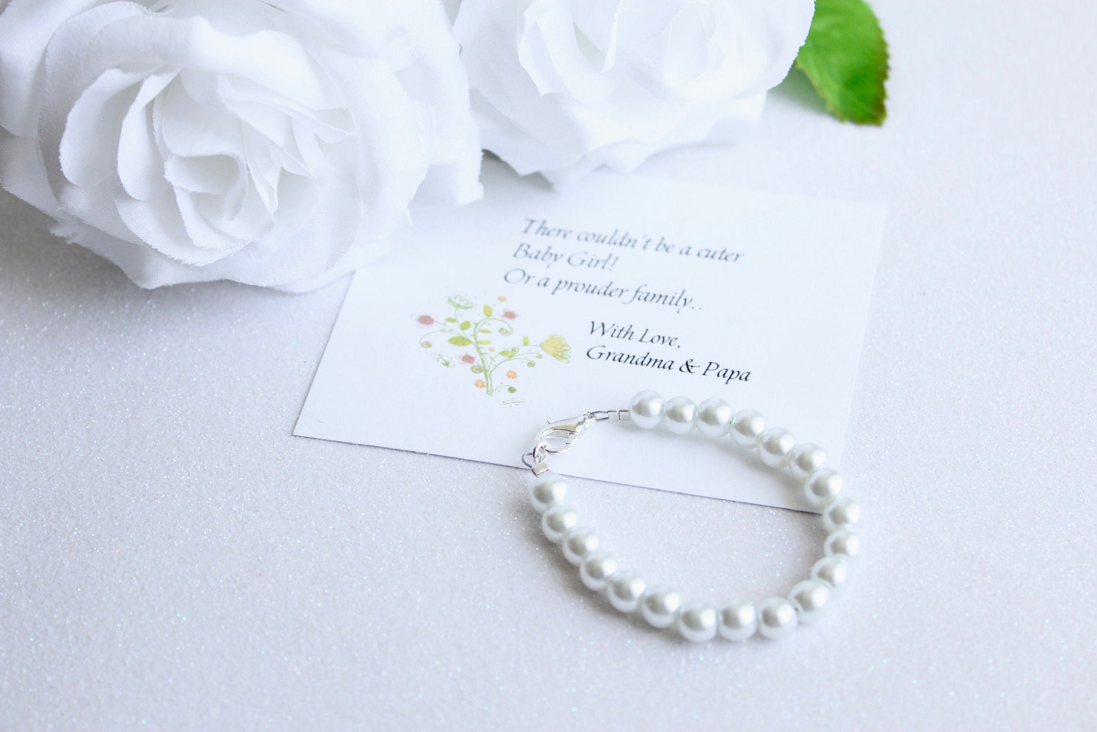 BABY GIRL Pearl Bracelet Godchild Grandchild New Baby Etsy