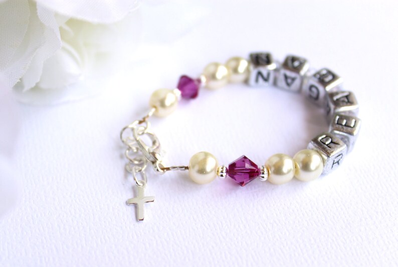 Personalized Name Baptism Bracelet Gift Birthstones Etsy
