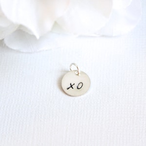 Sterling Silver Add On, XO Petite 3/8&quot; Hand Stamped/ Engraved Initial Charm for Jewelry, Bracelet, Necklace Add a Charm