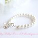 Sterling Silver Personalized Charm, Flower Girl Gift, Hand Stamped, Girls Pearl Bracelet Kids Jewelry, Jr Bridesmaid 