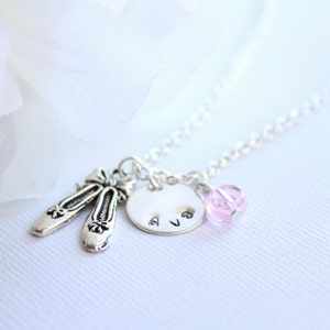 Sterling Silver Personalized Dance Necklace with Ballet Slippers Charm
