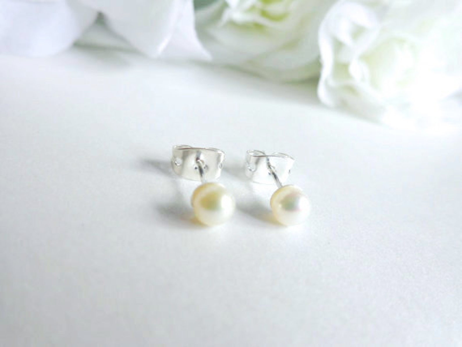 1 Pair Real Pearl Earrings Genuine Cultured Freshwater White Etsy