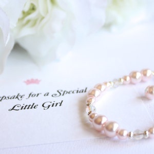 Pulsera de perlas rosas para bebé, regalo de recuerdo para niña, regalo de recuerdo de las primeras perlas