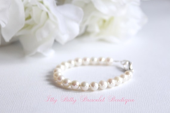 Genuine Freshwater Pearls, Real Pearl Bracelet for Children, Girls, Baby, Keepsake, 1st Pearls, Birthday, Shower Gift, Flower Girl Proposal