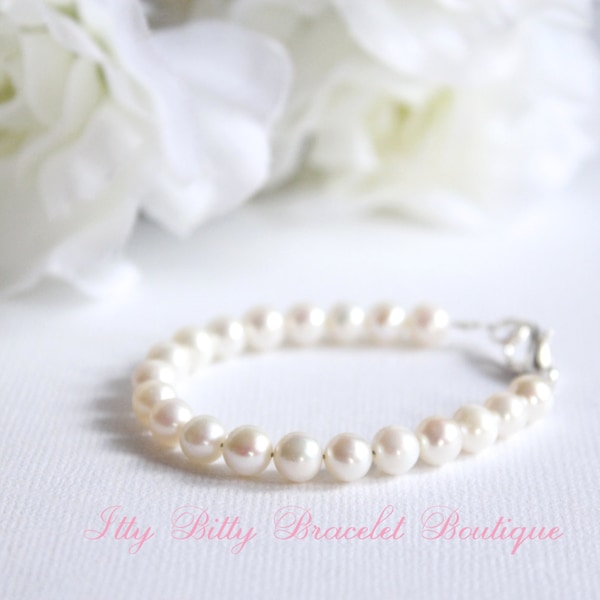 Real Pearl Baby Bracelet, Genuine Freshwater Pearls, New Baby Gift, Keepsake, 1st Pearls, Birthday, Baby Shower Gift