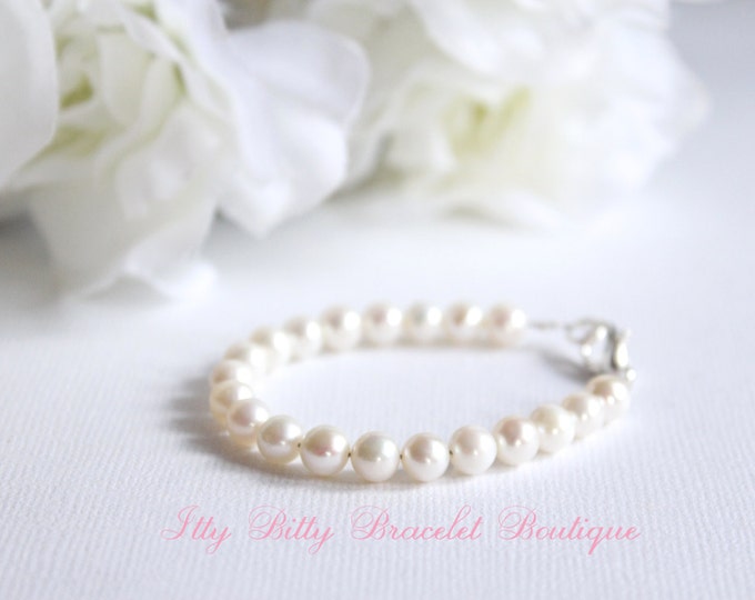Real Pearl Baby Bracelet, Genuine Freshwater Pearls, Baby Keepsake Gift