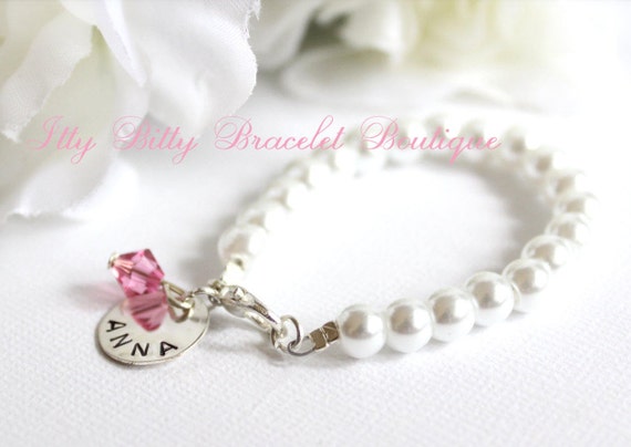 Baby Girl Pearl Bracelet - Natural Shell Pearl Jewelry For 2-11 Years Old