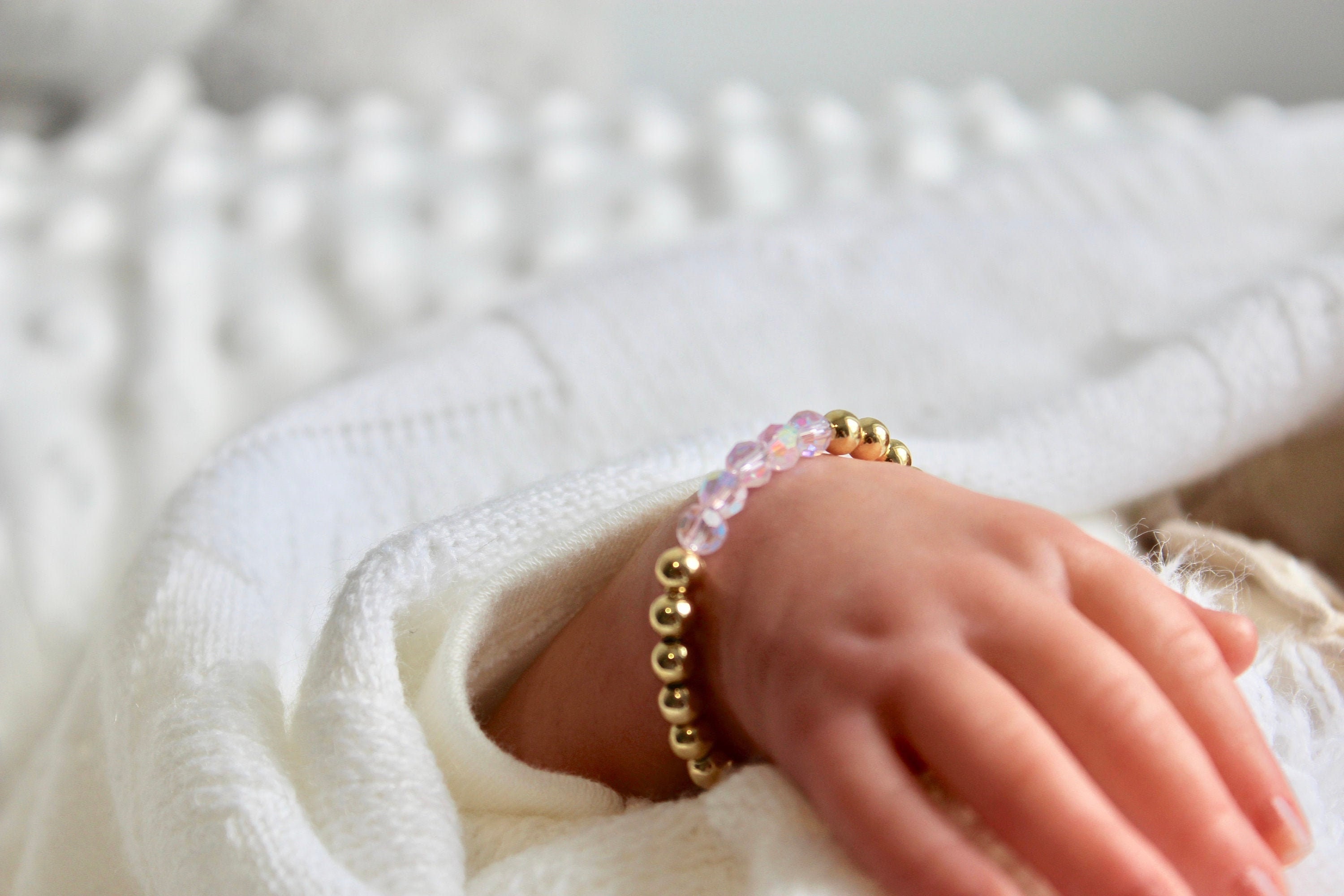 Gold Baby Bracelet with Birthstone Baby Shower Gift New Baby Etsy
