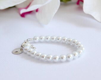 Pearl Bracelet Sterling Silver Initial