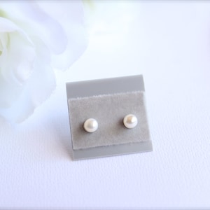 1 Pair Real Pearl Earrings Genuine Cultured Freshwater White Lotus Button Petite Pearl Post Earrings, Flower Girl Gift