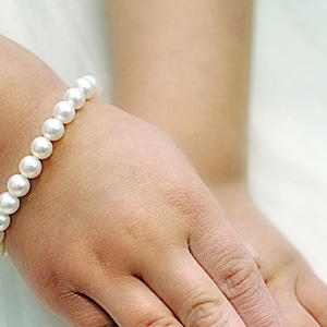 Girls Pearl Bracelet, Flower Girl Gift w/ Flower Girl Thank you Card, Jr Bridesmaid, Birthday, 1st Pearls