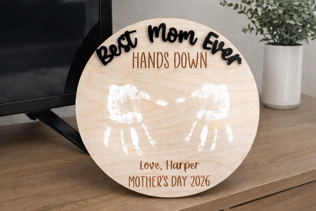 Mothers Day Handprint Sign, DIY Handprint Craft, Best Mom Ever Hands ...