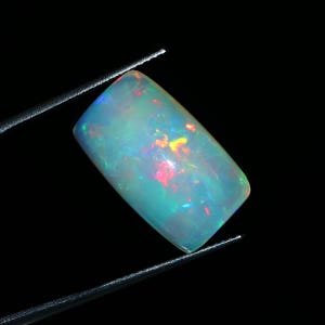 AAA 10.70ct Natural Ethiopian Opal Loose Gemstone, Rectangular Cabochon, Vibrant Crystal Opal for Jewelry Making & Center Stone - 20x12x8 mm