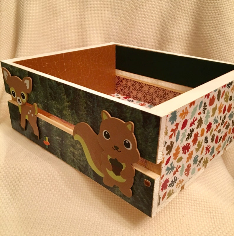 Woodland Animal crate Baby Shower gift Nursery Decor Etsy.de