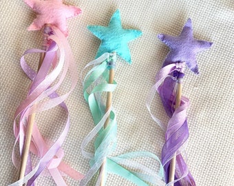 Varita de princesa con forma de estrella de fieltro y cintas: Recuerdos para fiestas