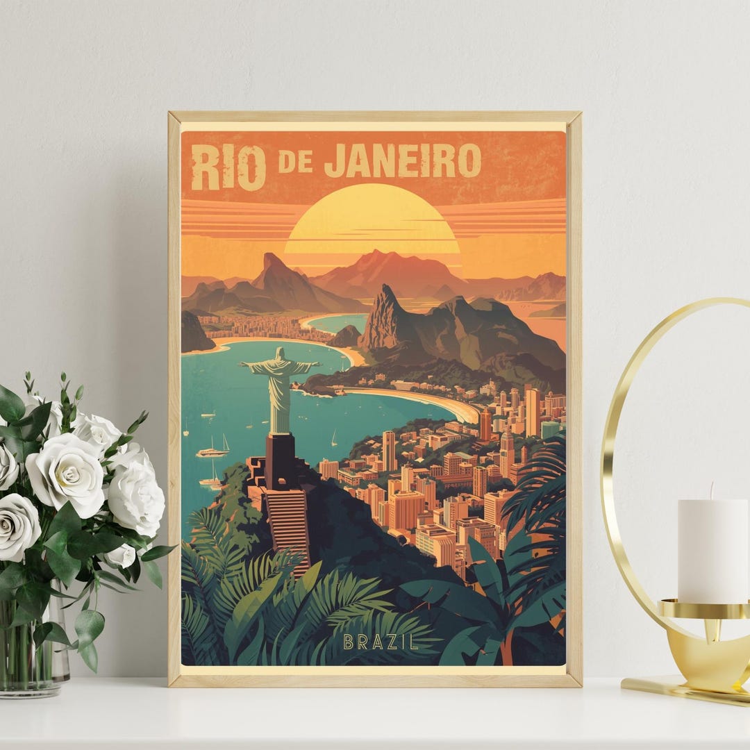Visit Rio Poster Rio Travel Poster Print | Modern Wall Art | Minimalist Travel Decor ...